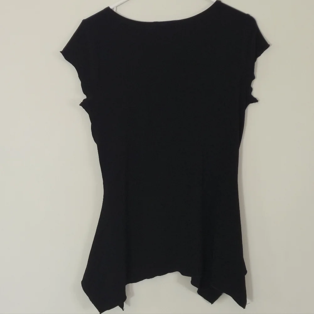 Mariposa Black Ruched Bust Square Neck Handkerchief Hem Fairycore Blouse Size XL - Picture 2 of 9